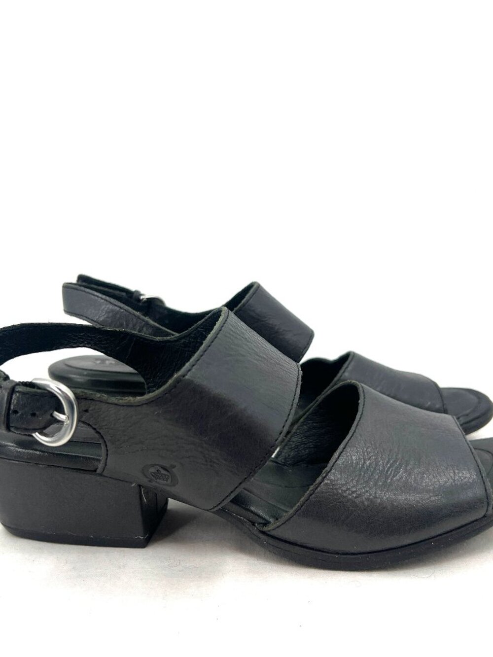 Born Black Leather Heeled Sandals Size 8